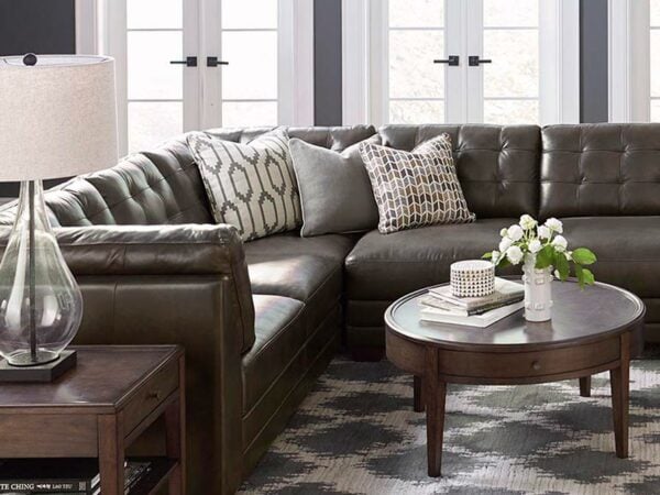Living room leather sectional