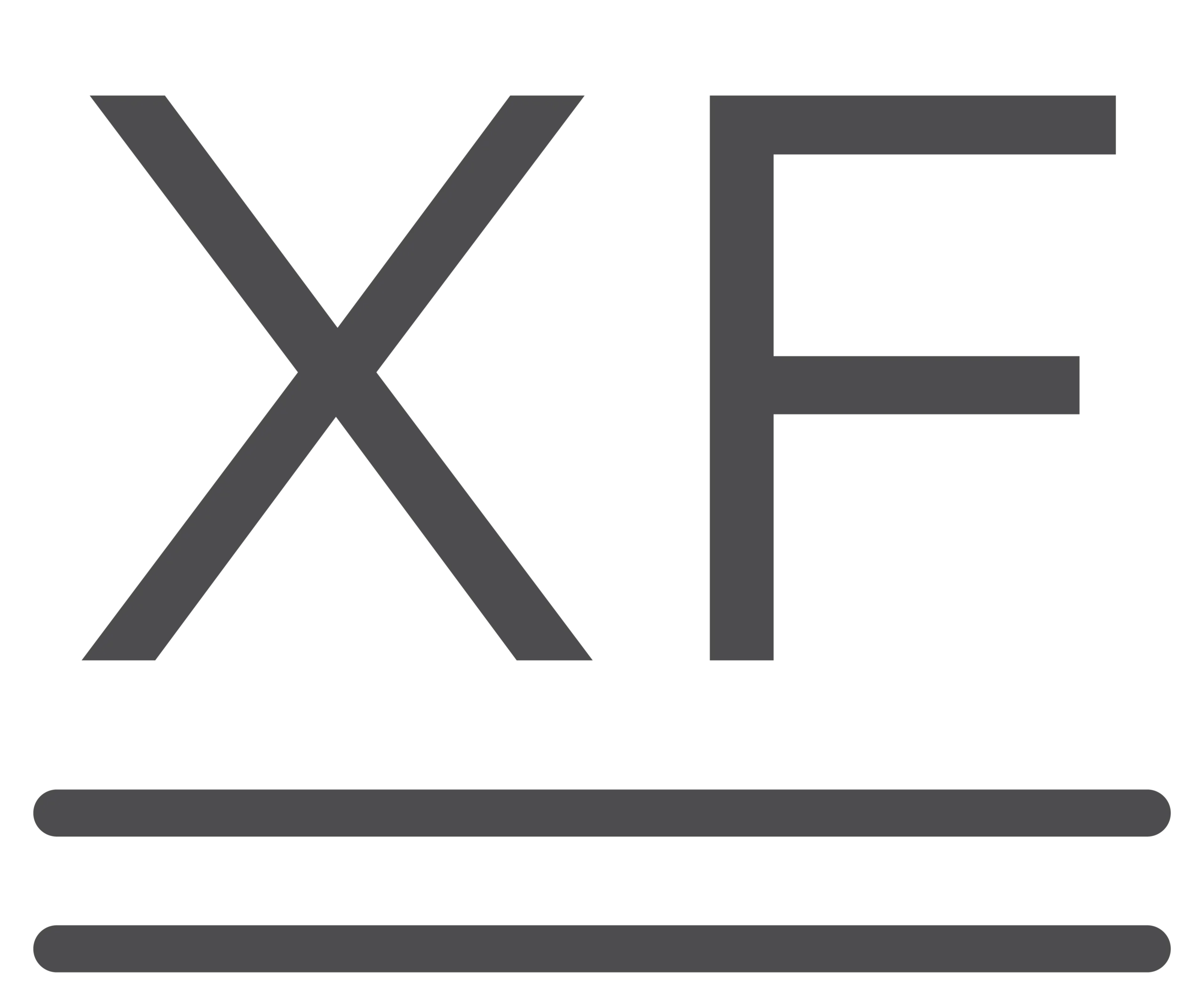 XF letters with two lines underneath