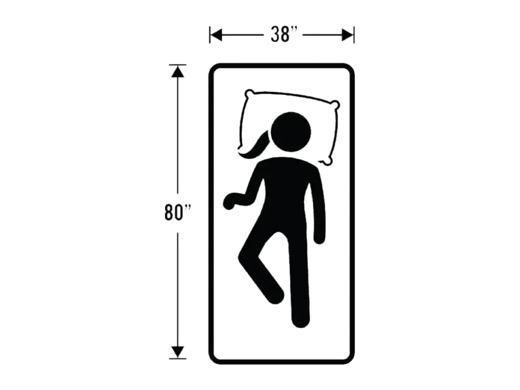 Twin xl bed dimensions illustration with figure.