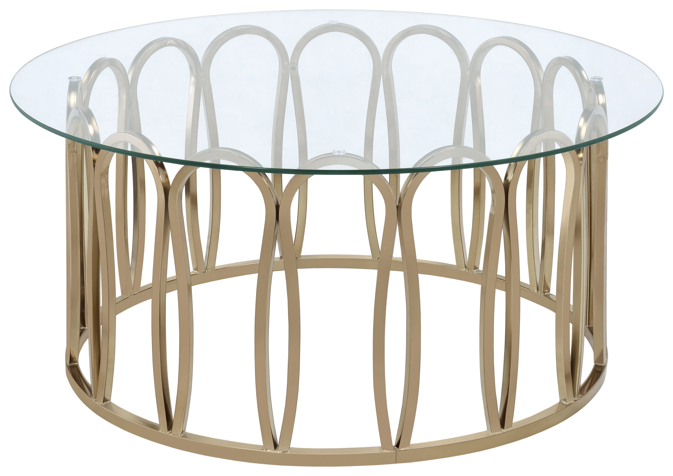 cd1a2aaf5b7e4b66fe468c3d9a8a6809 Monett Round Glass Top Coffee Table Chocolate Chrome - Image 1