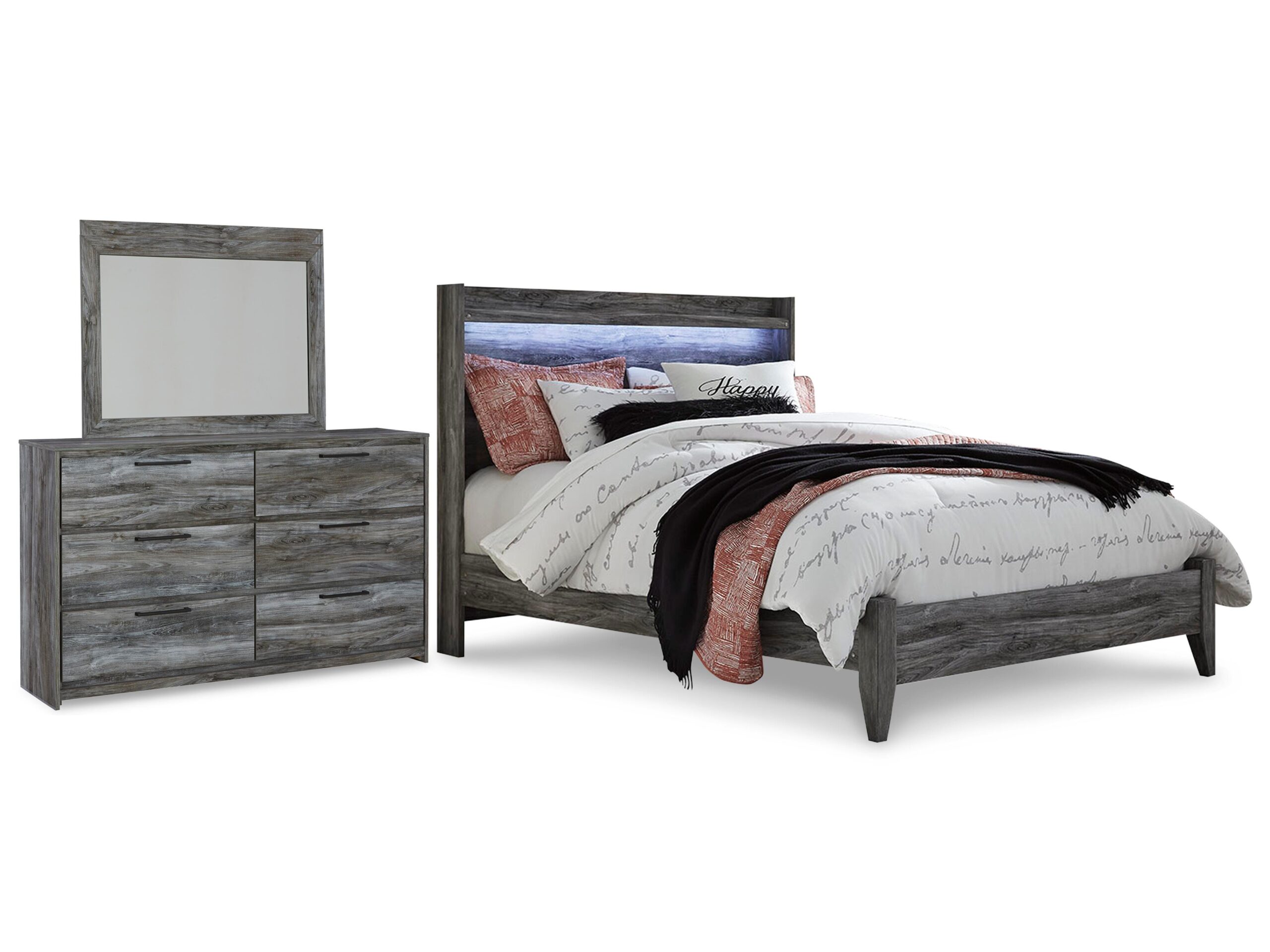 Baystorm Queen Panel Bed, Dresser and Mirror