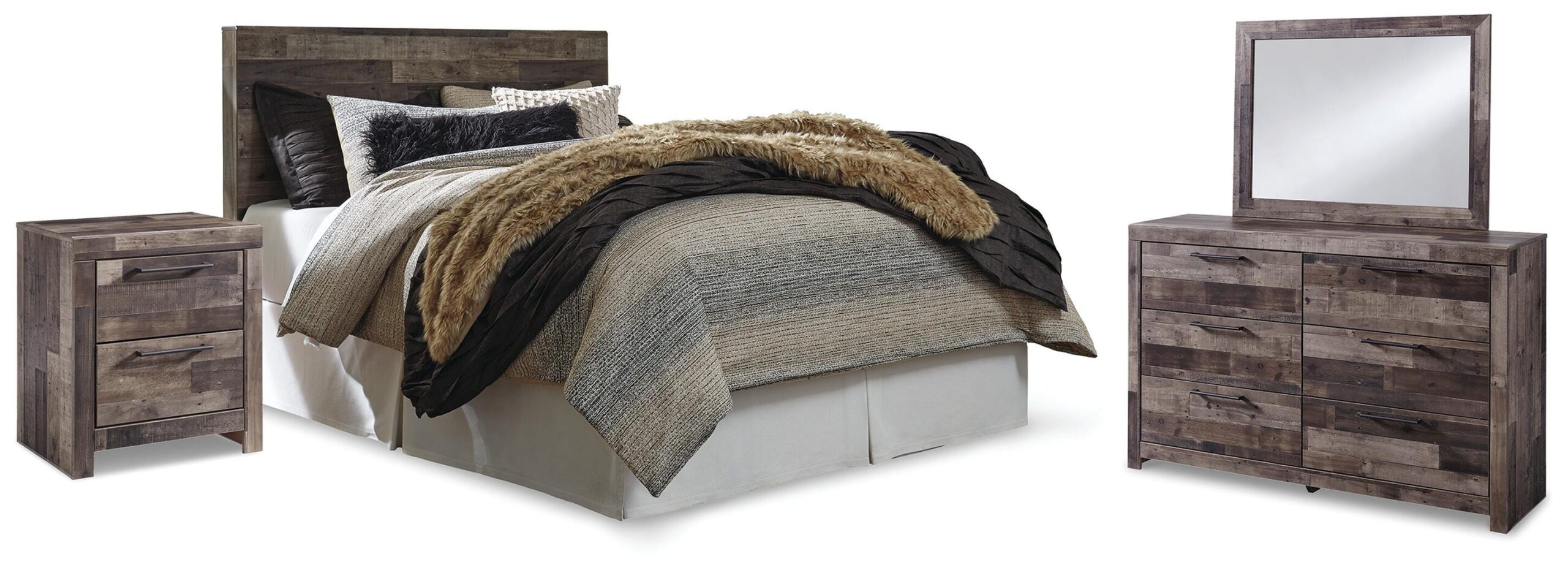 Derekson Queen Panel Headboard, Dresser, Mirror and Nightstand