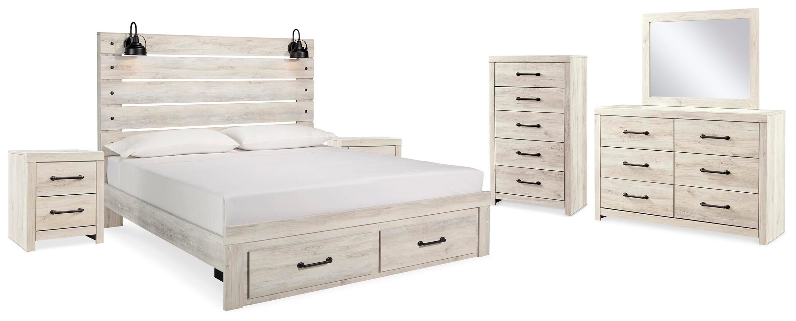 3d019fa8fa5e56b2623b39a2c0165c2b Cambeck King Panel Storage Bed, Dresser, Mirror, Chest and 2 Nightstands - Image 1