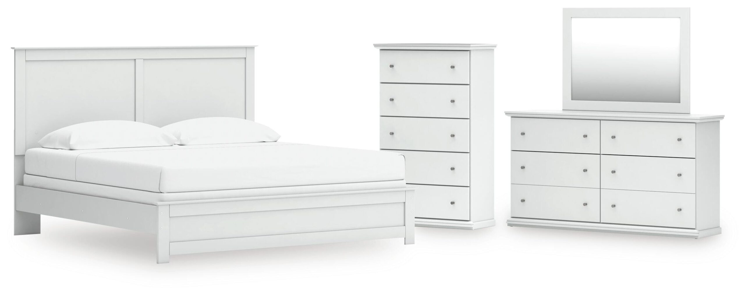 Bostwick Shoals King Panel Bed, Dresser, Mirror and Chest