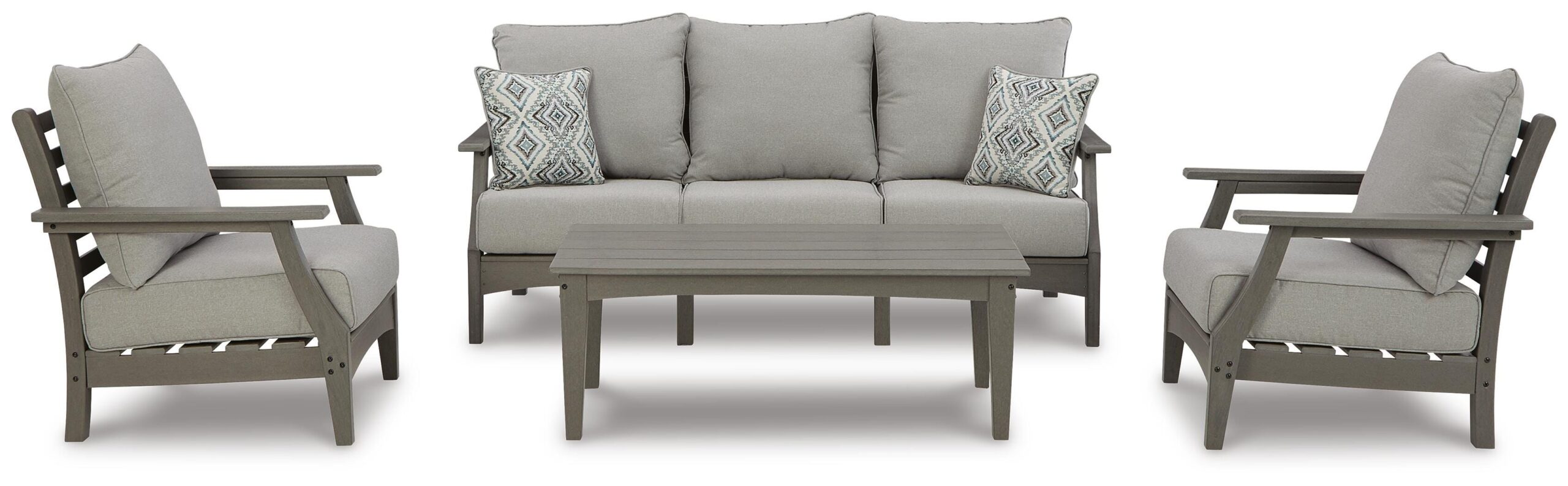 Visola Outdoor Sofa, 2 Lounge Chairs and Coffee Table