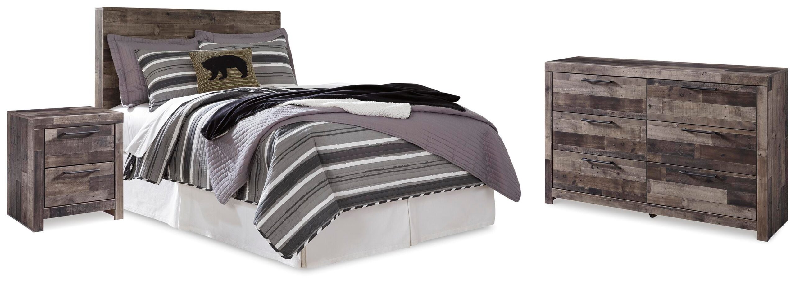 7ec38042fe2783a52eb56fb8224daa18 Derekson Full Panel Headboard, Dresser and Nightstand - Image 1