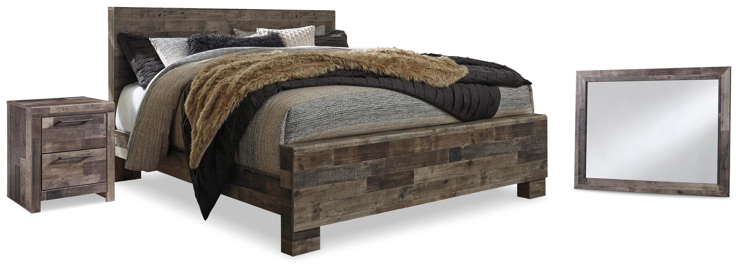 bc741352c9f977ca5cef181df9548cb0 Derekson King Panel Bed, Mirror and Nightstand - Image 1