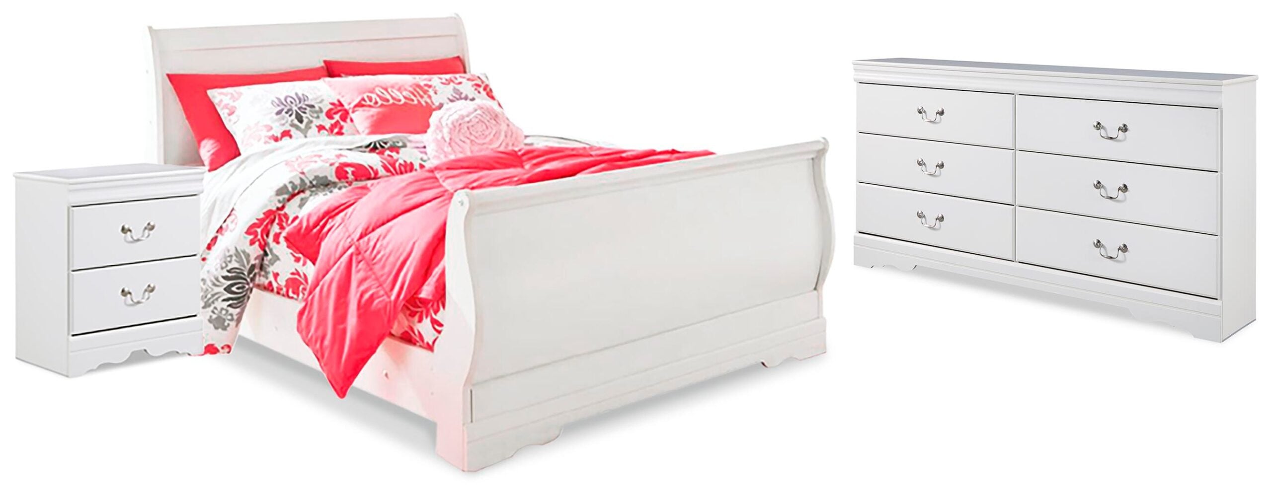 cc17e6658218039a7ef6298eec7f1619 Anarasia Full Sleigh Bed, Dresser and Nightstand - Image 1
