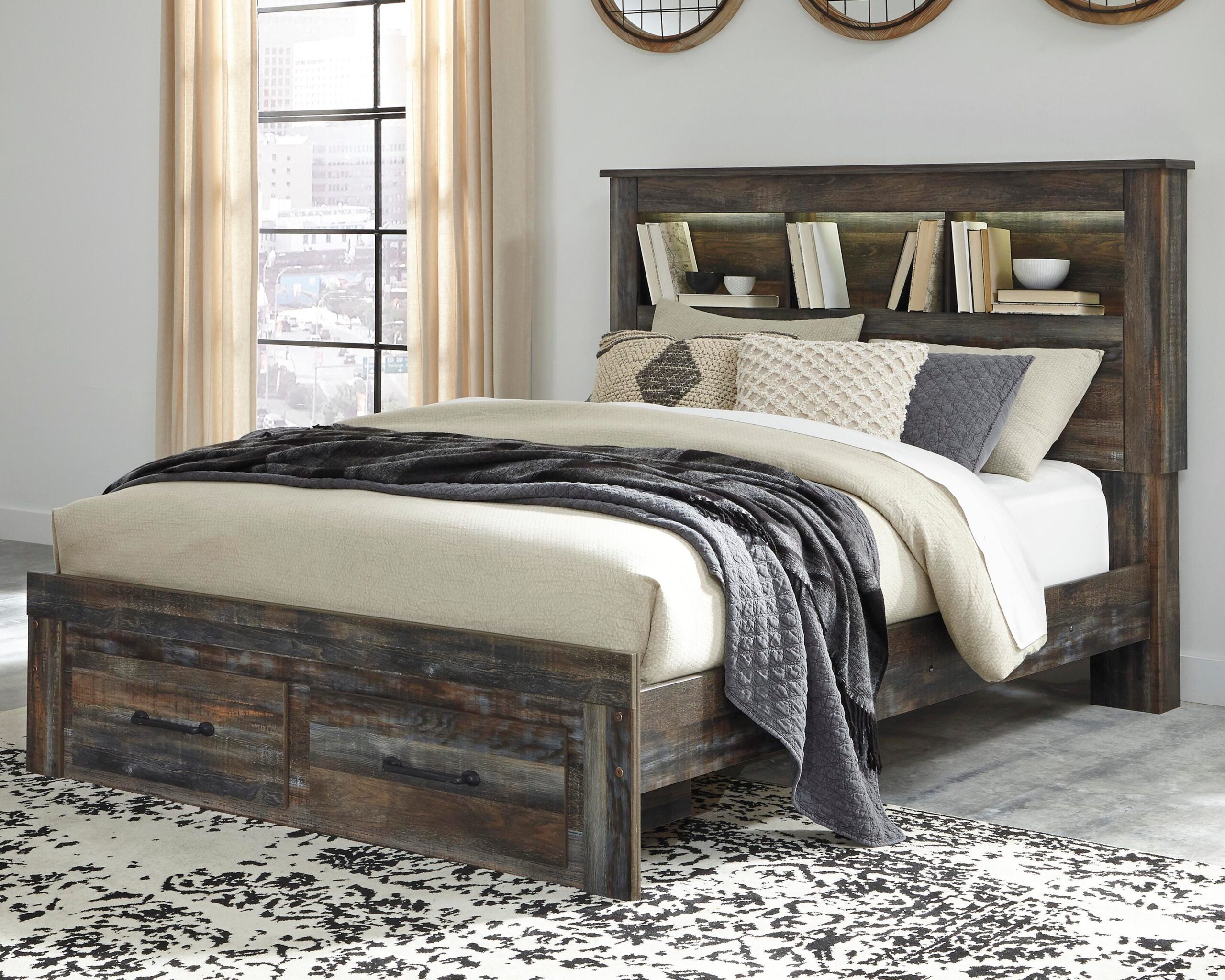 Drystan Queen Bookcase Storage Bed, Chest and 2 Nightstands - Image 12