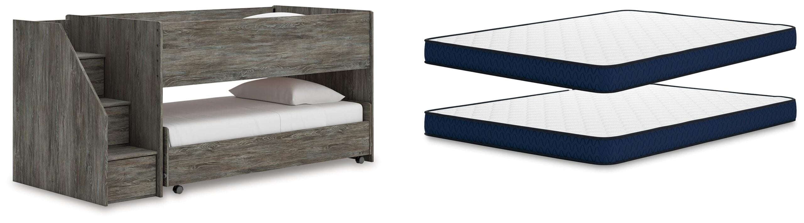 d6c0eee385c2f007f66b91b3124be791 Frandern Twin Over Twin Loft Bed and Mattresses - Image 1
