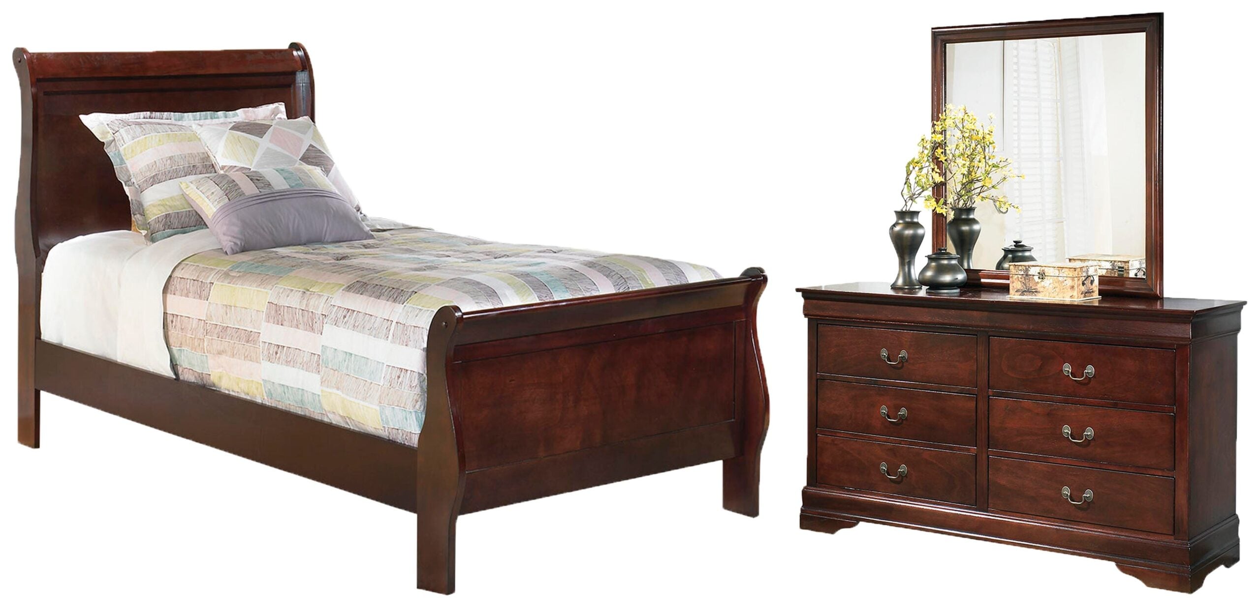 ef007cf7318b1cdb90f90ce8f9590806 Alisdair Twin Sleigh Bed, Dresser and Mirror - Image 1